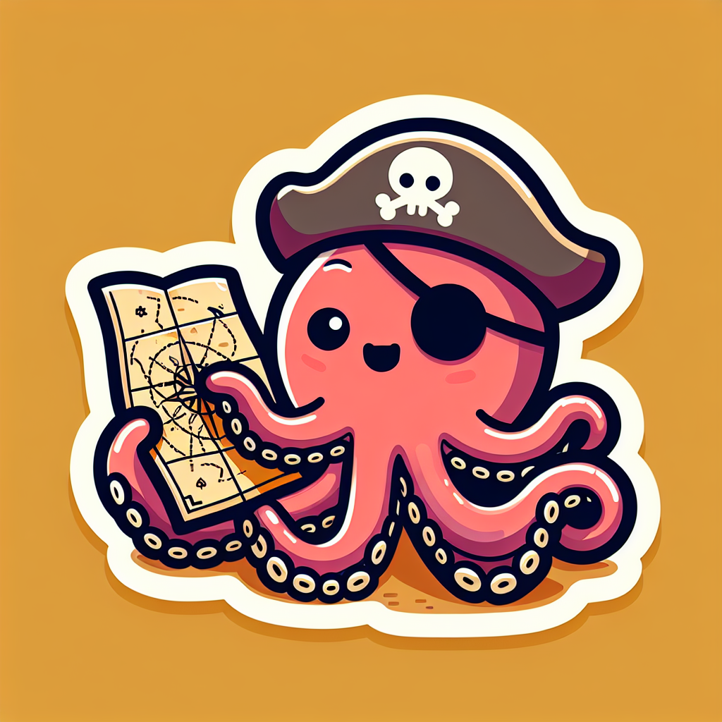 sticker-An octopus with an eye patch, holding a treasure map-discord stickers-1733097188324